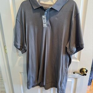Alfani Textured Gray Polo Shirt